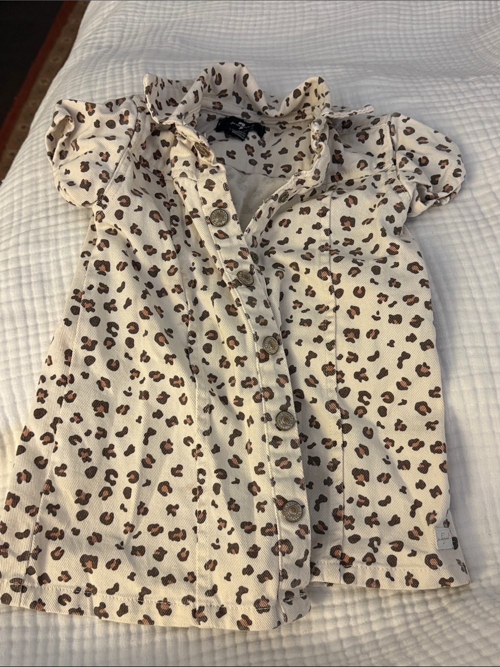 7 For All Mankind Cream Leopard Print Button-Front Blouse